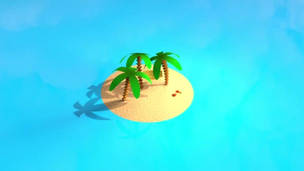 Onbewoond eiland met palm — Stockvideo