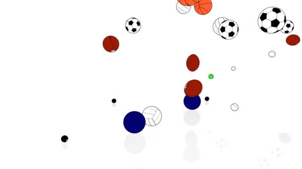 Létání a skákání sportovní míče — Stock video