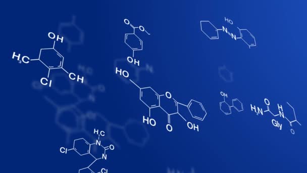 Flying chemical formulas — Stock Video