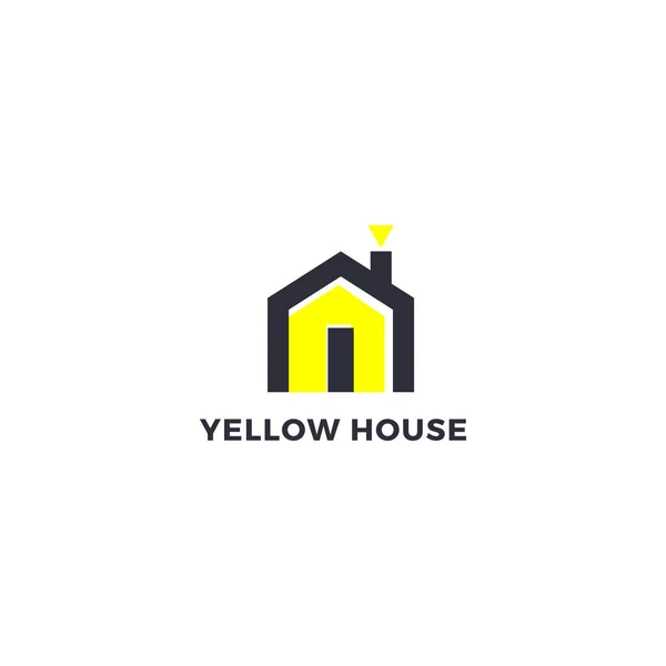 Icono Símbolo Signo Logotipo Real Casa Amarilla Abstracta Simple — Vector de stock
