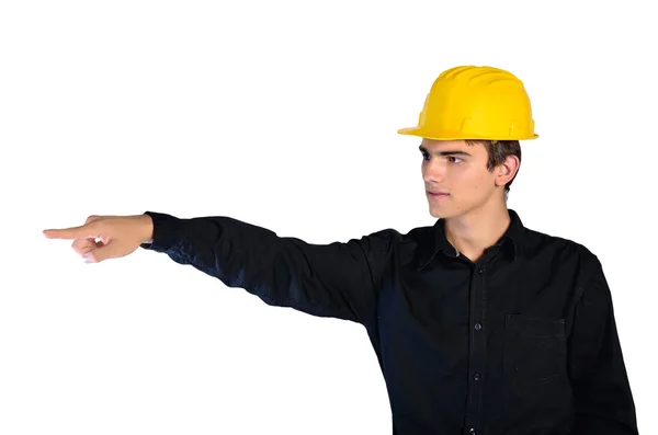 Constructor hombre apuntando — Foto de Stock