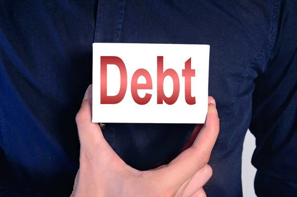 Debt man chest — Stock Photo, Image