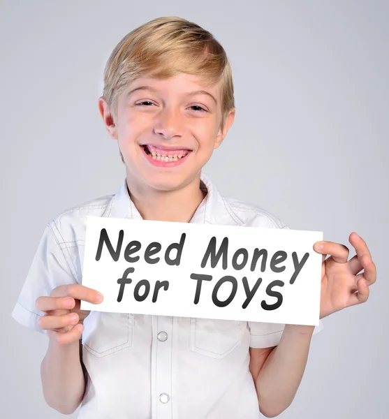 Niño necesita dinero para juguetes —  Fotos de Stock