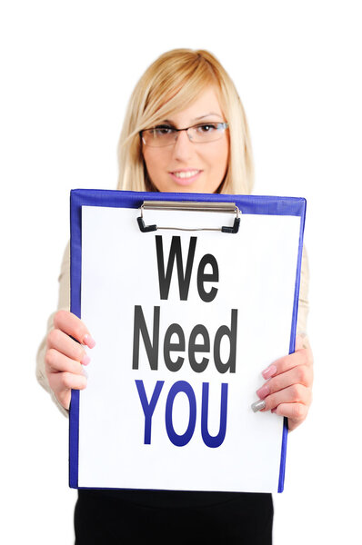 woman showing clipboard