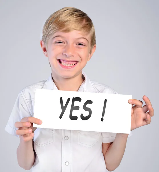 Little boy choose yes — Stock Photo, Image