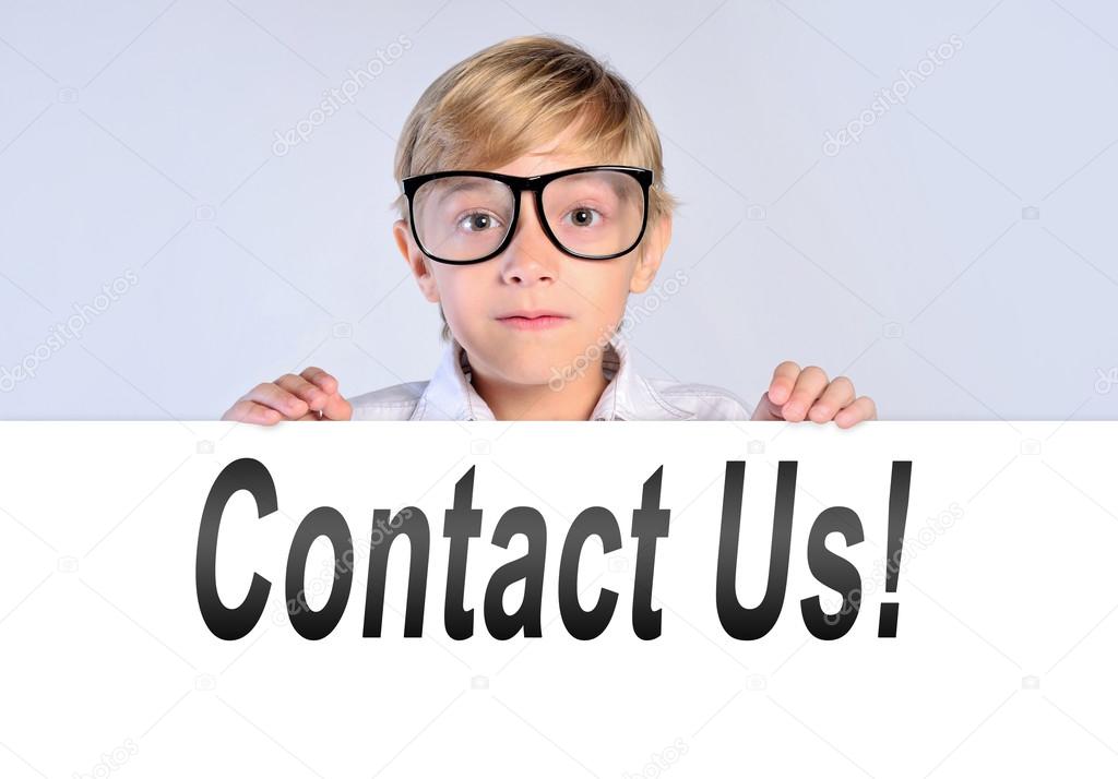 boy with contact us