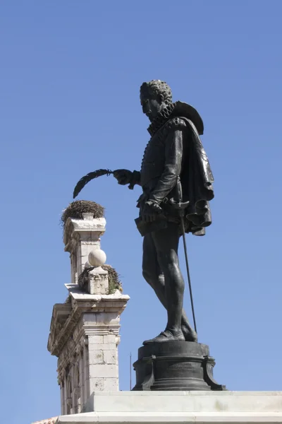 Statue Miguel Cervantes Cervantes Square Alcala Henares Spain — Stock Photo, Image