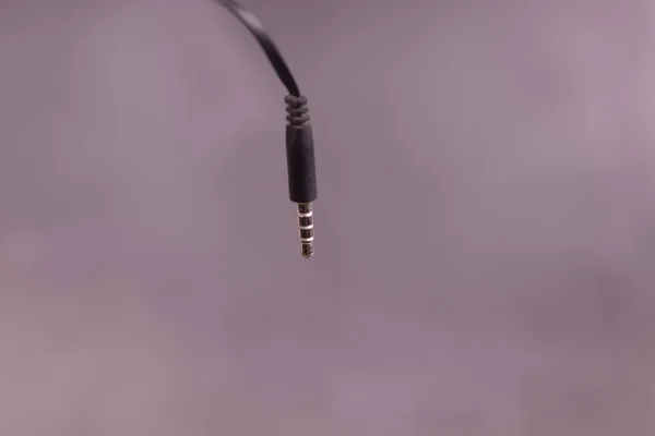 Zwarte Minijack Van Headset Licht Gebogen Opknoping Aan Bovenkant — Stockfoto