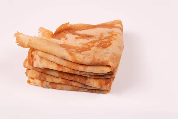 Vue Latérale Des Triangles Crêpes Empilés Dans Une Pile — Photo