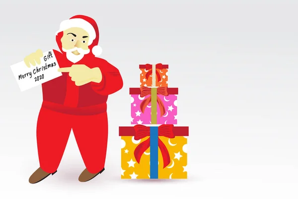 Feliz Natal Feliz Ano Novo 2020 Belo Papai Noel Com —  Vetores de Stock