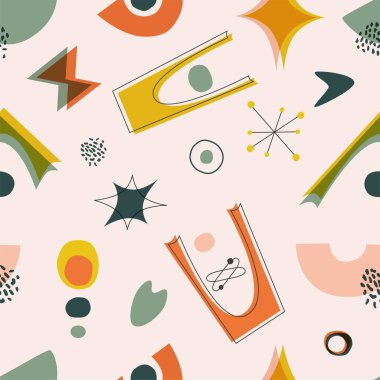 Orta Çağ Modern Duvar Kağıdı Deseni, 60 'ların Kusursuz Arkaplanı, 1960' ların Tekrarlayan Arkaplanı, Duvar Kağıdı Tasarımı, Duvar Dekoru, Kapak, Baskı, Kart, Marka Kağıdı, Paketleme Kağıdı.