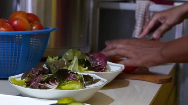Cooking salad food — Stock Video