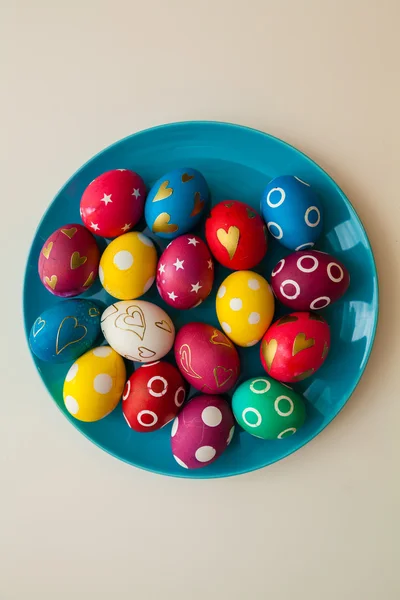 Easter eggs on a plate — Stock Photo, Image