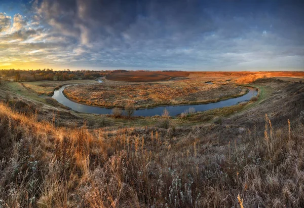 Autumn Nature Landscape Sunrise River Autumn Morning Nature Ukraine — Stock Photo, Image