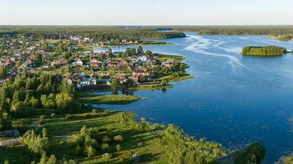 Ρωσική χωριό από πάνω drone — Φωτογραφία Αρχείου