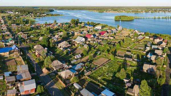 Ρωσική χωριό από πάνω drone — Φωτογραφία Αρχείου
