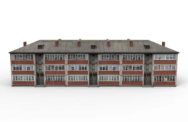 Старое здание изображается на белом фоне. 3D рендеринг — стоковое фото