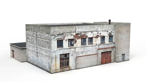 Oude gebouw renderen op een witte achtergrond. 3D-weergave Rechtenvrije Stockfoto's