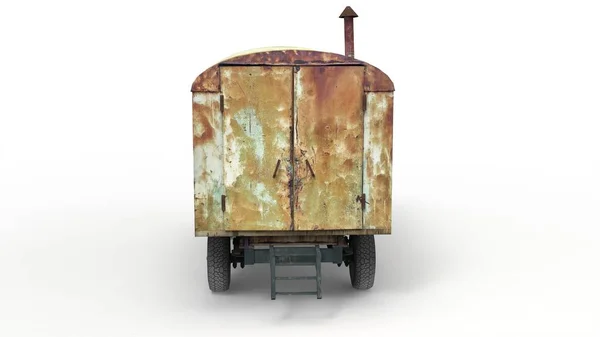 Antiguo trailer de leñador sobre fondo blanco. Renderizado 3D —  Fotos de Stock