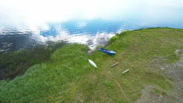 飞越针叶林湖面 — 图库视频影像