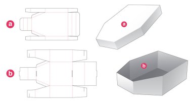 Karton tekne şekilli ambalaj ve kapak kesme şablonu