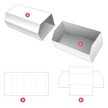 Kapaklı karton tepsi kesme şablonu