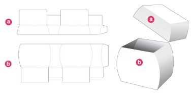 Kapaklı eğri yan kutu kesme şablonu