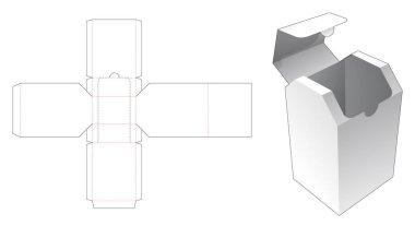 Chamfered box with zipping opening die cut template