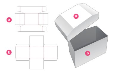 Chest shaped box and lid die cut template