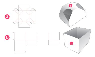 Gift box and 4 chamfered corners lid die cut template