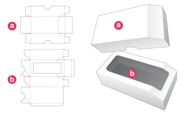 One chamfered box with lid die cut template