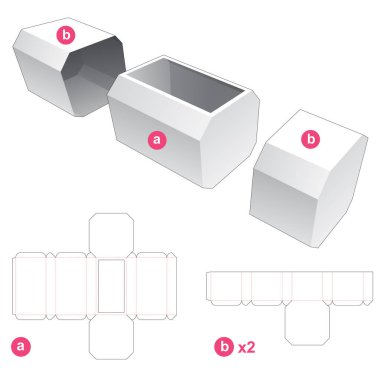 Octagonal box and 2 covers die cut template
