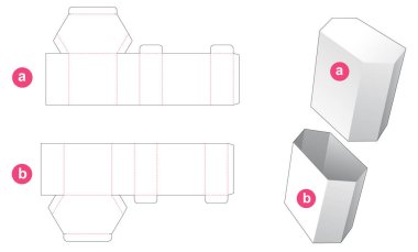 Tall hexagonal box and lid die cut template