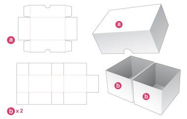 Twin rectangular bowl with cover die cut template