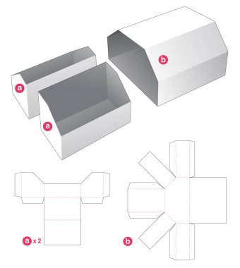 Twin tray with cover die cut template