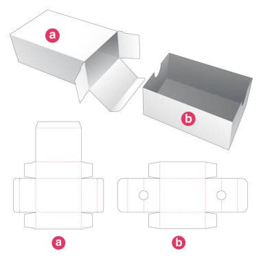 Packaging box with insert tray die cut template