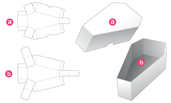 Coffin shaped bowl and lid die cut template