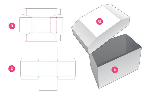 Chest shaped box and lid die cut template