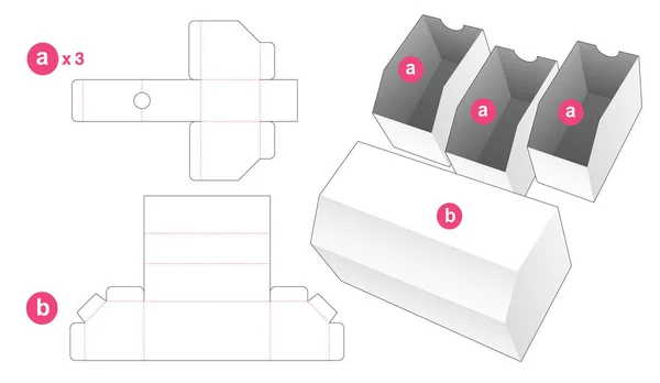 Three Cardboard Bowl Cover Die Cut Template — Stok Vektör