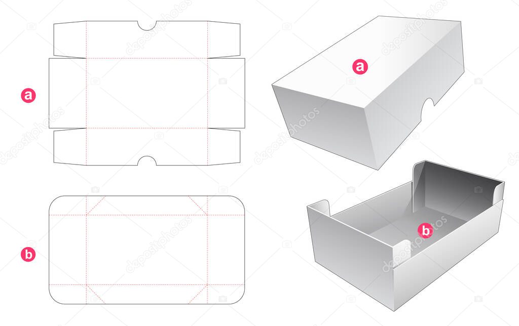 Folding tray and lid die cut template