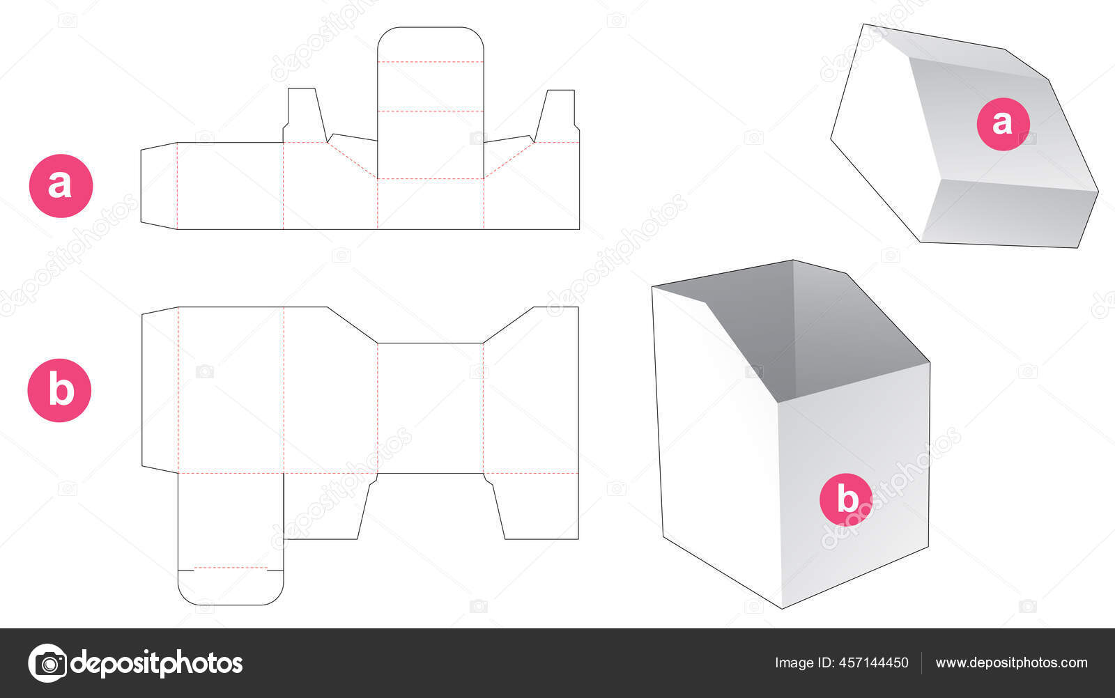 Chamfered Box Chamfered Lid Die Cut Template Stock Vector Image by