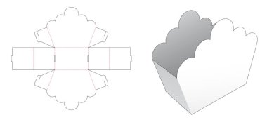 Cardboard snack container with curved edge die cut template