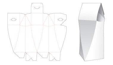 Chamfered pylon flip box die cut template