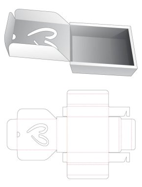 Flip box with heart shaped window die cut template