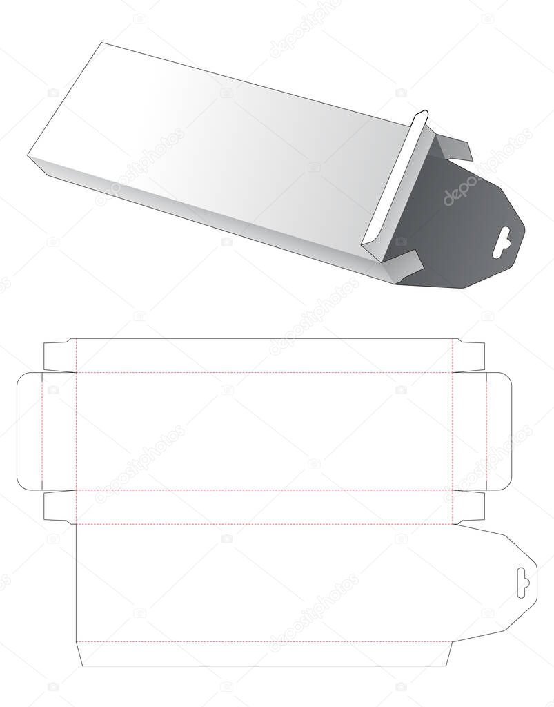 Hanging hole tin and tall packaging die cut template