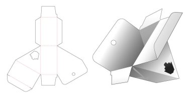 Karton asılı üçgen kutu ile pencere die kesilmiş şablon