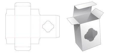 Çiçek pencereli kozmetik kutusu kesme şablonu
