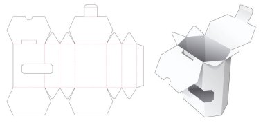 Altıgen abur cubur kutusu ve 2 takla ve pencerenin ölüm şablonu
