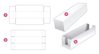 Kapaklı uzun katlama tepsisi kesme şablonu
