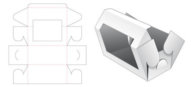 Pencereli katlanan pasta kutusu ölü şablonu